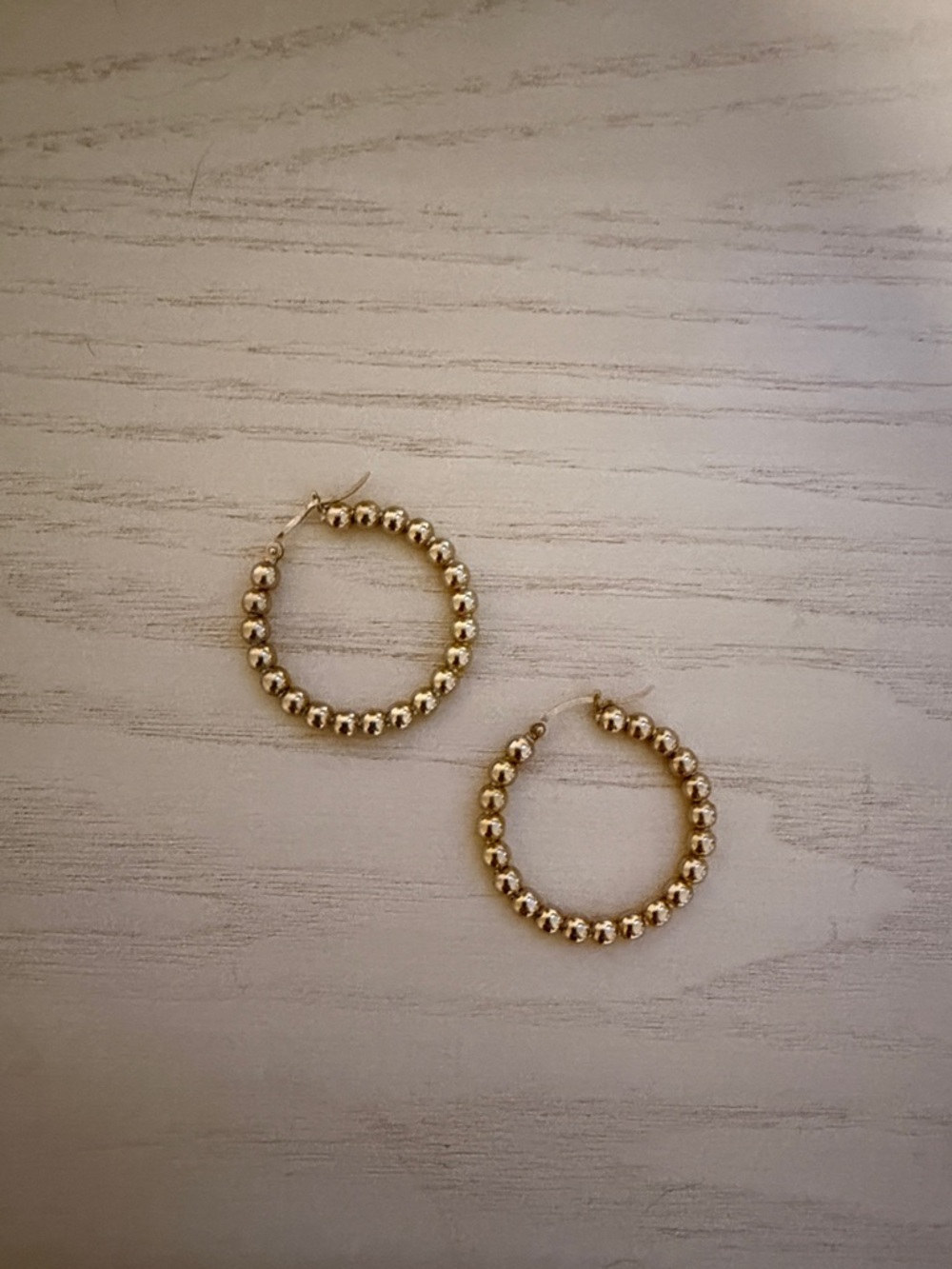 Gold Beaded Hoop Earrings - Women Jewelry